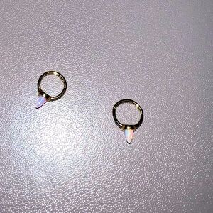 14k gold opal hoop earrings set
